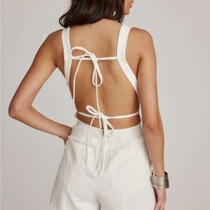 NEW 12th tribe white denim romper